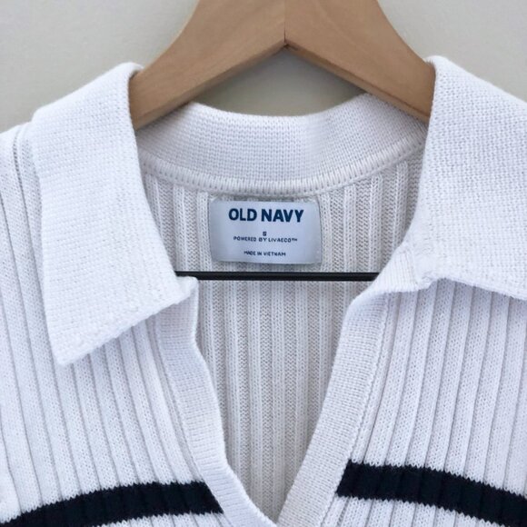 Old Navy Sleeveless Rib-Knit Striped Cropped Polo - Picture 2 of 4